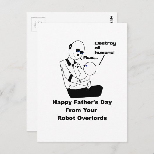 Grappige Vaderdag Robot Science Joke Cartoon Briefkaart (Voorkant / Achterkant)