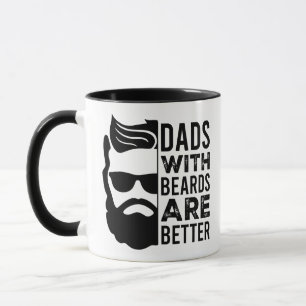Grappige vaders met baard citaat zwarte grafische mok