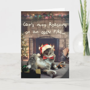 Grappige vakantie Cat Kaart, Cat's Nuts Roosteren Feestdagen Kaart