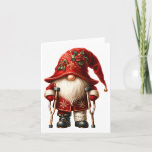 Grappige vakantie kabouter krukken kerst ornament kaart