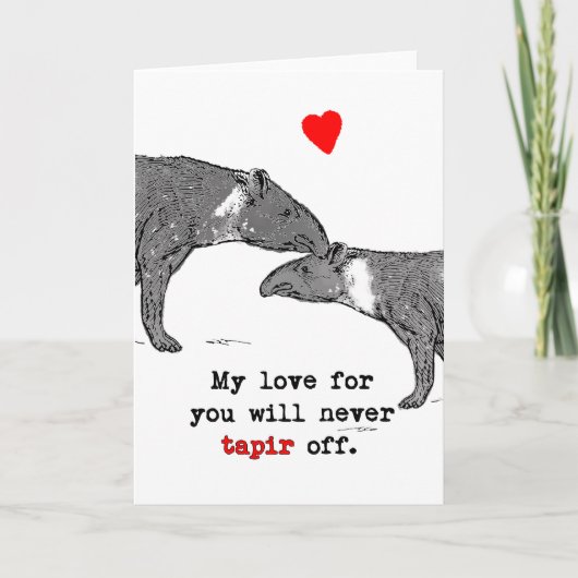 Grappige Valentijn Kaart Tapir Liefhebbers met har (Voorkant)
