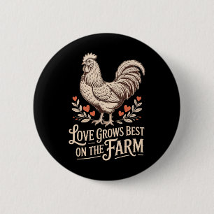 Grappige Valentijn Lieve Kip De Liefde Groeit Het Ronde Button 5,7 Cm
