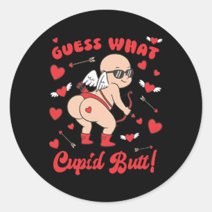 Grappige Valentijn, Raad eens Cupid Kont  Ronde Sticker