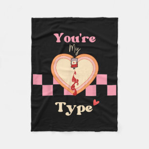 Grappige Valentijn Retro Vintage Jij Bent Mijn Typ Fleece Deken