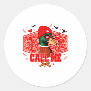 Grappige Valentijnsdag Bel Me Eendenjacht Mannen V Ronde Sticker