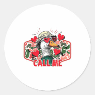 Grappige Valentijnsdag Bel Me Eendenjacht Mannen V Ronde Sticker