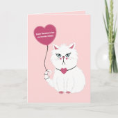 Grappige Valentijnsdag Grumpy White Cat Flat Kaart (Voorkant)