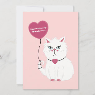 Grappige Valentijnsdag Grumpy White Cat Flat Kaart