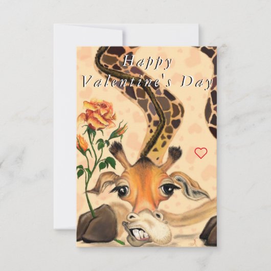 Grappige Valentijnsdag Kaart met romantische Giraf (Voorkant)