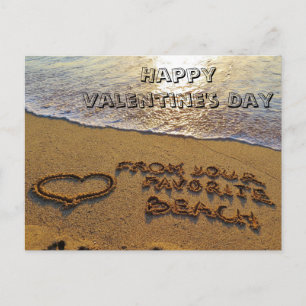 Grappige Valentijnsdag Pun Beach Heart Feestdagenkaart