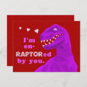 Grappige Valentijnsdag Raptor Dinosaurus Pun Kinde Feestdagenkaart (Voorkant / Achterkant)