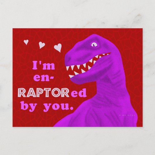 Grappige Valentijnsdag Raptor Dinosaurus Pun Kinde Feestdagenkaart (Voorkant)