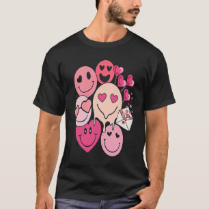 Grappige Valentijnsdag retro glimlach hart snoep T-shirt