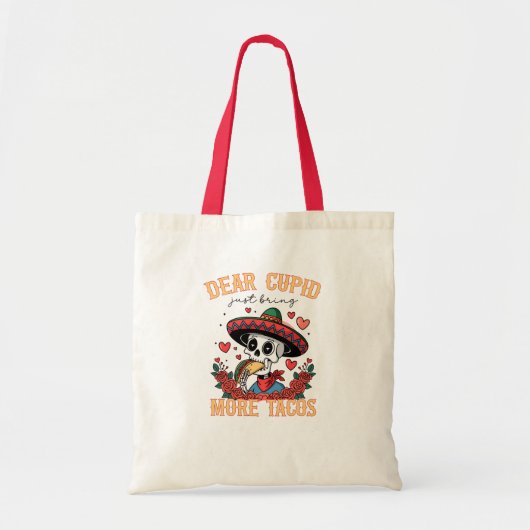 Grappige Valentijnsdag Taco Lover Skeleton Tote Bag (Voorkant)