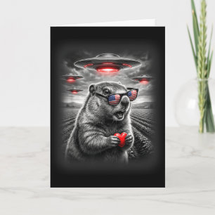 Grappige Valentijnse Dag Marmot Hart Selfie Alien  Kaart