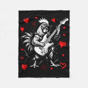 Grappige valentijnskin kip speelt gitaar rock en r fleece deken
