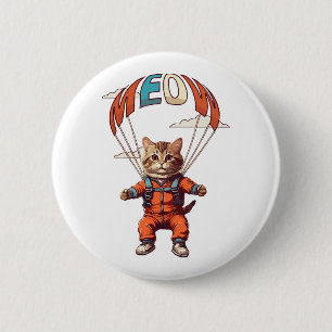 Grappige valkat uit vliegtuig ronde button 5,7 cm