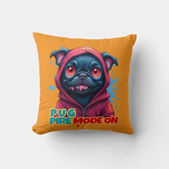 Grappige Vampier Pugs Graffiti Kussen (Voorkant)