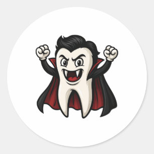 Grappige Vampire Tand Spooky Halloween Dental Ronde Sticker