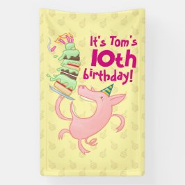 Grappige Varken Naam & Leeftijd Verjaardag Party C Spandoek