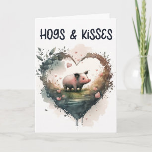 Grappige varkens en kusjes varken Valentijnsdag Feestdagen Kaart