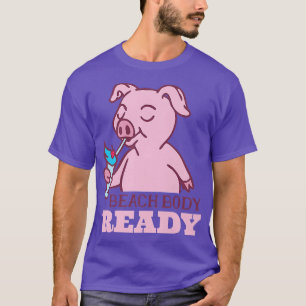 Grappige varkensfiguur afslankend dieet ijs strand t-shirt