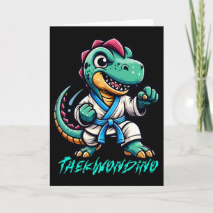 Grappige Vechtkunst Karate Taekwondo Dino Dier Cu Kaart