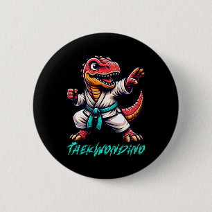 Grappige vechtsporten Karate Taekwondo Dino Animal Ronde Button 5,7 Cm