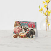 Grappige Vegan Vegetarische Kersttofu Kaart (Gele Bloem)