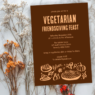 Grappige VEGETARISCHE Thanksgiving Friendsgiving Kaart