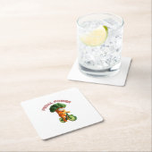 Grappige Veggie Rider Vierkante Kartonnen Onderzetter (Insitu)