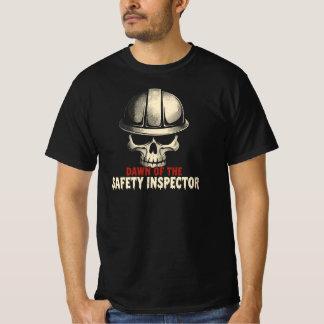 Grappige veiligheidsinspecteur Halloween schedel v T-shirt