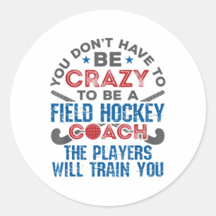 Grappige veldhockeycoach ronde sticker