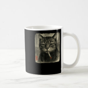 Grappige Verdrietige Kat die Sigaret Rookt Meme Li Koffiemok