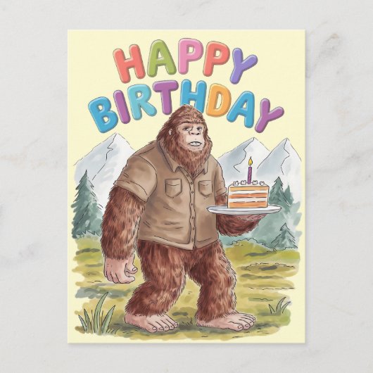 Grappige Verjaardag BigFoot Sasquatch Briefkaart (Voorkant)