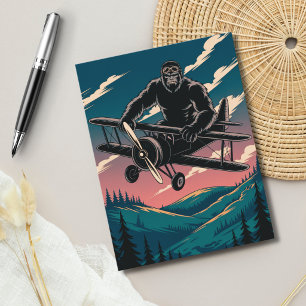 Grappige Verjaardag Bigfoot Vintage Vliegtuig Wolk Briefkaart