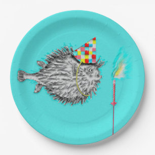 Grappige Verjaardag Blowfish Feest Papieren Bordje