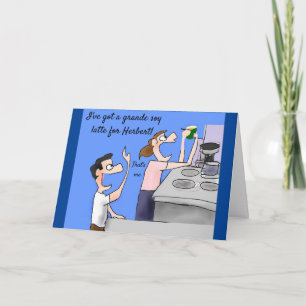Grappige Verjaardag Cartoon Koffieliefhebber Echtg Kaart