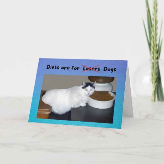 Grappige verjaardag dikke kat zegt dat diëten zijn kaart (Voorkant)