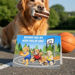 Grappige Verjaardag Honden Spelen Basketbal Taart  Kaart