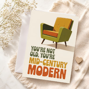 Grappige verjaardag in mid-century modern stijl kaart