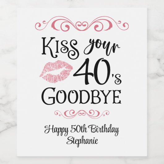 Grappige verjaardag kus je decennium vaarwel wijn etiket (Enkel label)