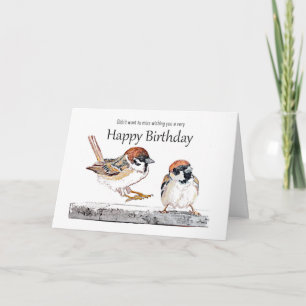 Grappige verjaardag Schattige mus vogel Kaart