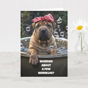 Grappige verjaardag Schattige Shar Pei Puppy Bubbl Kaart