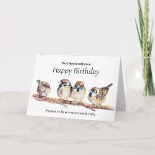 Grappige verjaardag van de groep Cute Mus Bird Kaart