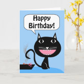 Grappige verjaardag van de kat, cadeau in de katte kaart (Gele Bloem)