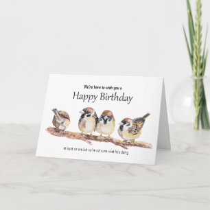 Grappige verjaardag van groep Cute Mus Bird Kaart
