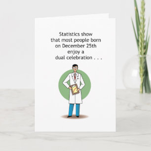 Grappige verjaardagskaart 25 december kaart