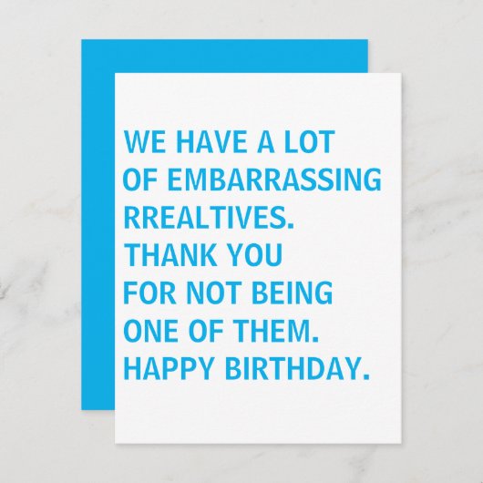 Grappige verjaardagskaart, Gefeliciteerd met je ve Notitiekaartje (Voorkant / Achterkant)