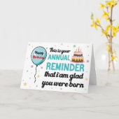 Grappige verjaardagskaart, ik ben blij dat je gebo kaart (Gele Bloem)